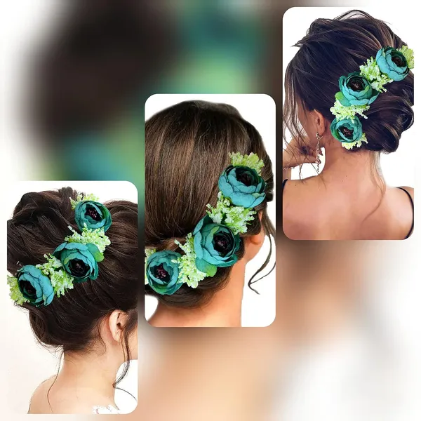 Torquoise_Attractive_Artificial_Rose_With_Lavender_Flower_Bridal_Wedding_Hair_Accessories_For_Women_&_Girls_(14_X_8_X_1_Cm)