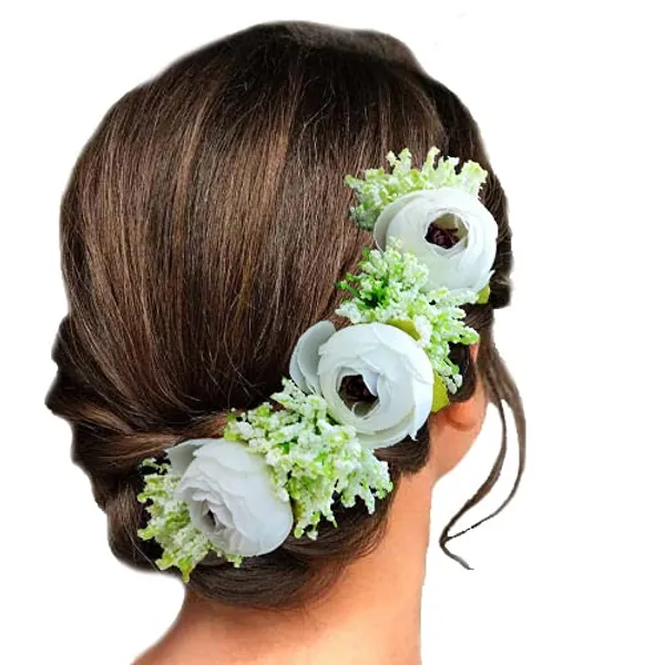 White_Artificial_Rose_With_Lavender_Flower_Hair_Vein_For_Women_(14_X_8_X_1_Cm)