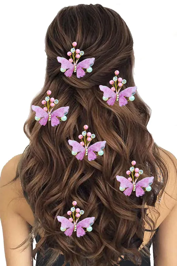 Pack_of_5_Baby_Pink_Butterfly_With_Shiny_Pearl_Hair_Pin_Accessories_For_Women
