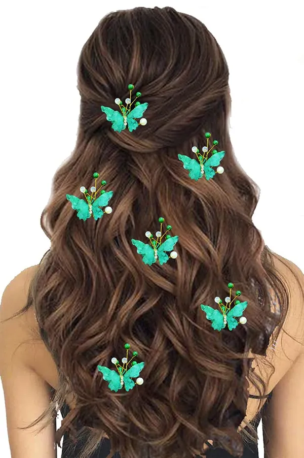 Pack_of_5_Green_Butterfly_With_Shiny_Pearl_Hair_Pin_Accessories_For_Women