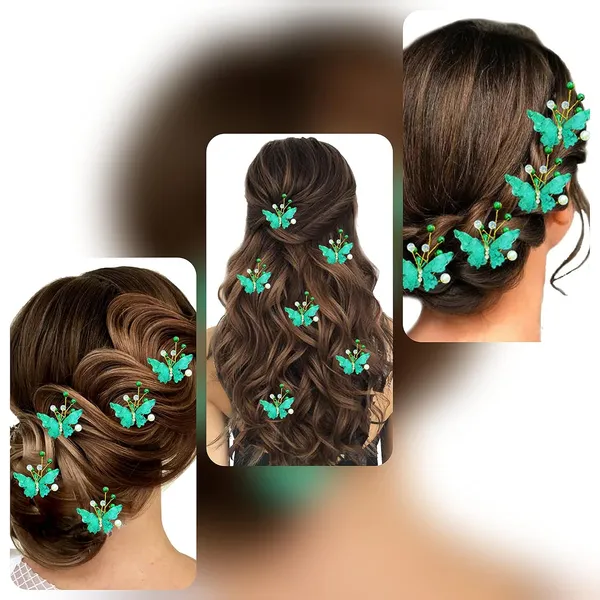 Pack_of_5_Green_Butterfly_With_Shiny_Pearl_Hair_Pin_Accessories_For_Women