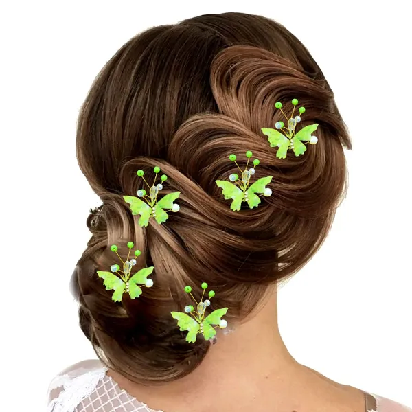 Pack_of_5_Light_Green_Butterfly_With_Shiny_Pearl_Hair_Pin_Accessories_For_Women