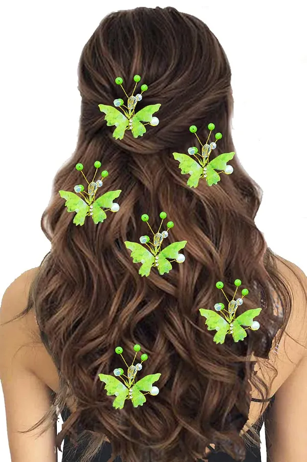 Pack_of_5_Light_Green_Butterfly_With_Shiny_Pearl_Hair_Pin_Accessories_For_Women