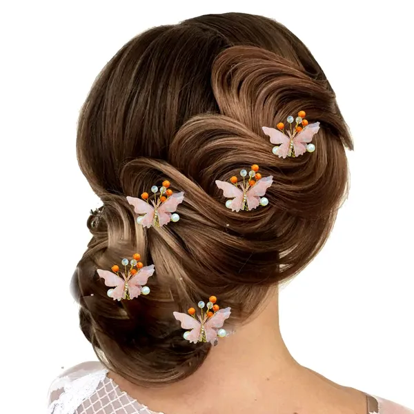 Pack_of_5_Peach_Butterfly_With_Shiny_Pearl_Hair_Pin_Accessories_For_Women