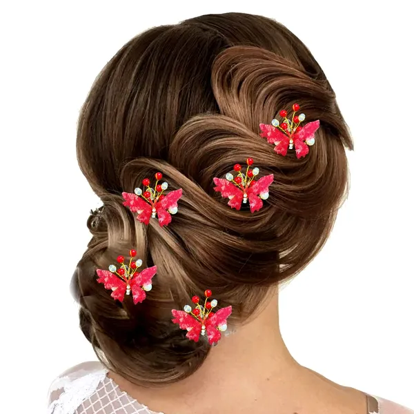 Pack_of_5_Red_Butterfly_With_Shiny_Pearl_Hair_Pin_Accessories_For_Women