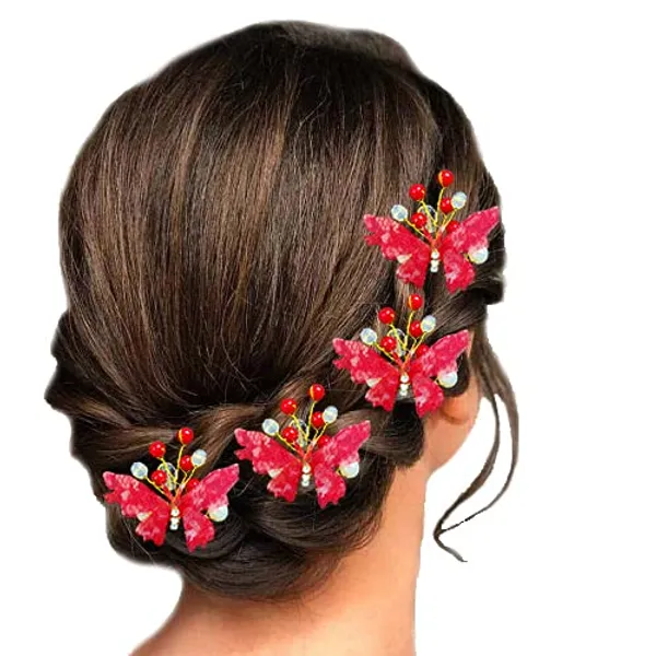 Pack_of_5_Red_Butterfly_With_Shiny_Pearl_Hair_Pin_Accessories_For_Women