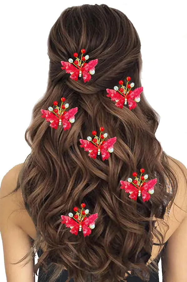 Pack_of_5_Red_Butterfly_With_Shiny_Pearl_Hair_Pin_Accessories_For_Women