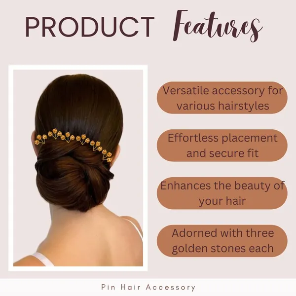 Golden_Artificial_Floral_Metal_Adorned_With_Three_Stunning_Stones_Design_Hairpin_Accessories_For_Women_&_Girls_(Set_Of_8)_(14_X_8_X_1_Cm)