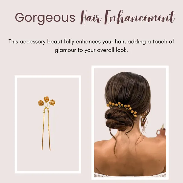 Golden_Artificial_Floral_Metal_Adorned_With_Three_Stunning_Stones_Design_Hairpin_Accessories_For_Women_&_Girls_(Set_Of_8)_(14_X_8_X_1_Cm)