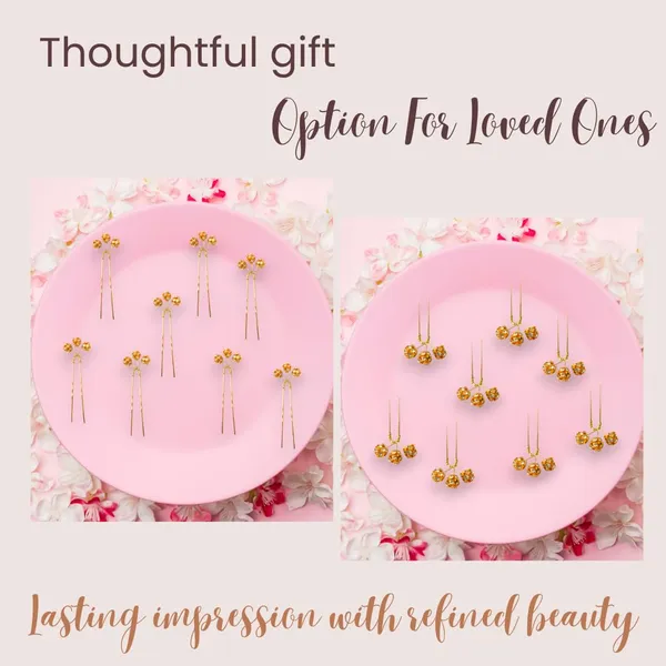 Golden_Artificial_Floral_Metal_Adorned_With_Three_Stunning_Stones_Design_Hairpin_Accessories_For_Women_&_Girls_(Set_Of_8)_(14_X_8_X_1_Cm)