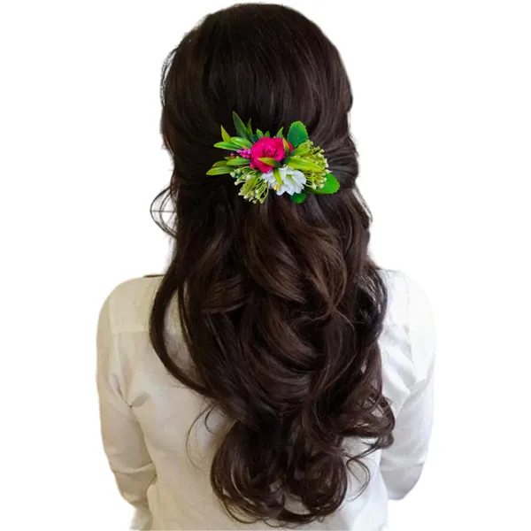 Dark_Pink_&_White_Artificial_Metal_Floral_Adorned_With_Intricate_Flowers_And_Leaves_Design_Hairpin_Accessories_For_Women_&_Girls_(14_X_8_X_1_Cm)