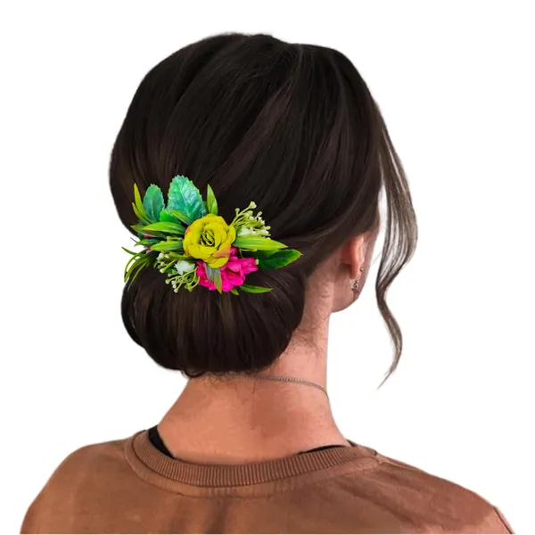 Green_&_Dark_Pink_Artificial_Metal_Floral_Adorned_With_Intricate_Flowers_And_Leaves_Design_Hairpin_Accessories_For_Women_&_Girls_(14_X_8_X_1_Cm)
