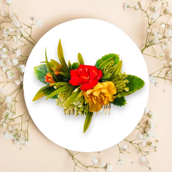 Red_&_Yellow_Artificial_Metal_Floral_Adorned_With_Intricate_Flowers_And_Leaves_Design_Hairpin_Accessories_For_Women_&_Girls_(14_X_8_X_1_Cm)