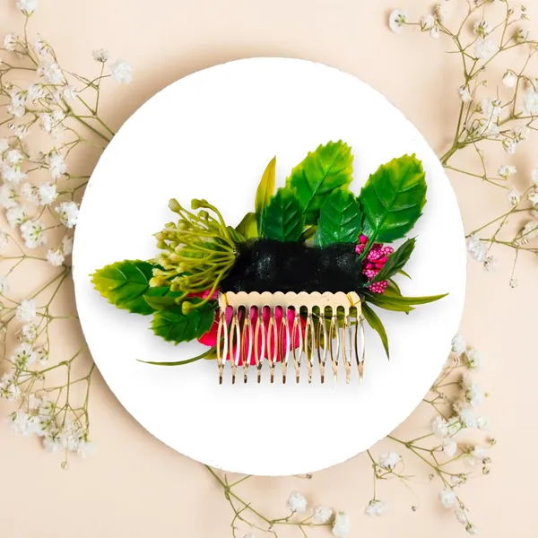 Red_&_Yellow_Artificial_Metal_Floral_Adorned_With_Intricate_Flowers_And_Leaves_Design_Hairpin_Accessories_For_Women_&_Girls_(14_X_8_X_1_Cm)