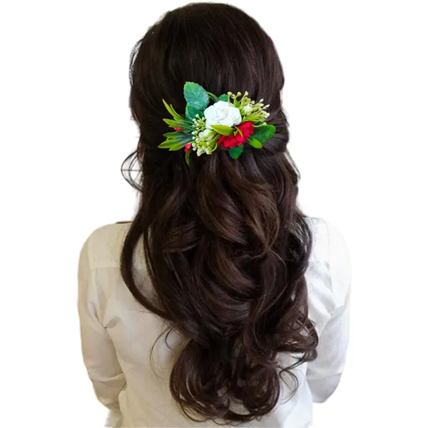 White_&_Red_Artificial_Metal_Floral_Adorned_With_Intricate_Flowers_And_Leaves_Design_Hairpin_Accessories_For_Women_&_Girls_(14_X_8_X_1_Cm)