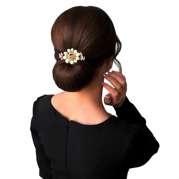 Baby_Pink_Artificial_Metal_Floral_Mogra_Petal_Centerpiece_With_Pollens_Design_Hairpin_Claw_Clip_Hair_Accessories_For_Women_&_Girls_(14_X_8_X_1_Cm)