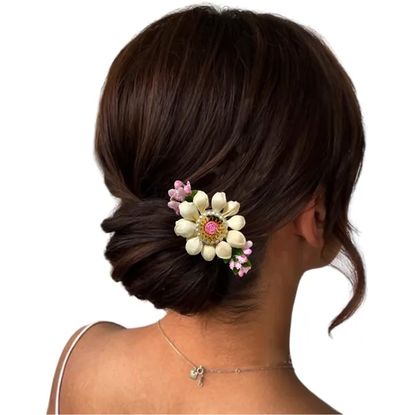Baby_Pink_Artificial_Metal_Floral_Mogra_Petal_Centerpiece_With_Pollens_Design_Hairpin_Claw_Clip_Hair_Accessories_For_Women_&_Girls_(14_X_8_X_1_Cm)