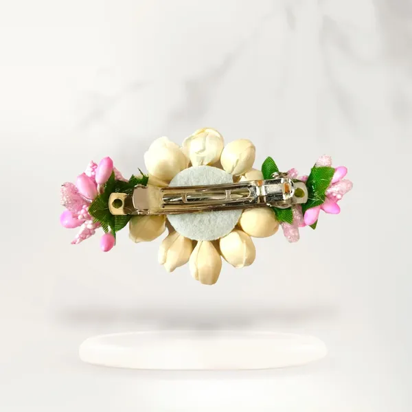 Baby_Pink_Artificial_Metal_Floral_Mogra_Petal_Centerpiece_With_Pollens_Design_Hairpin_Claw_Clip_Hair_Accessories_For_Women_&_Girls_(14_X_8_X_1_Cm)