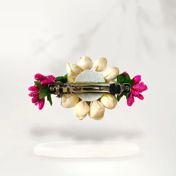 Dark_Pink_Artificial_Metal_Floral_Mogra_Petal_Centerpiece_With_Pollens_Design_Hairpin_Claw_Clip_Hair_Accessories_For_Women_&_Girls_(14_X_8_X_1_Cm)