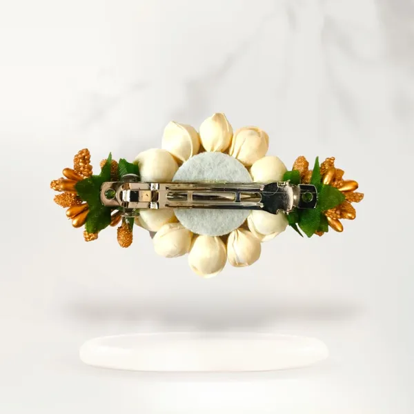 Golden_Artificial_Metal_Floral_Mogra_Petal_Centerpiece_With_Pollens_Design_Hairpin_Claw_Clip_Hair_Accessories_For_Women_&_Girls_(14_X_8_X_1_Cm)