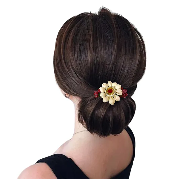 Maroon_Artificial_Metal_Floral_Mogra_Petal_Centerpiece_With_Pollens_Design_Hairpin_Claw_Clip_Hair_Accessories_For_Women_&_Girls_(14_X_8_X_1_Cm)