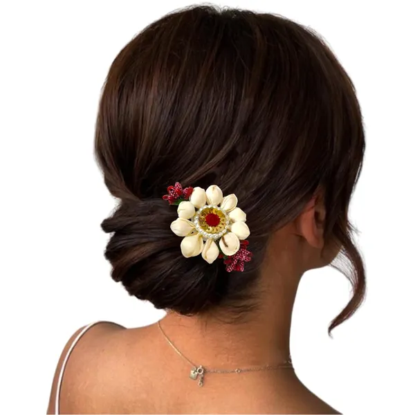 Maroon_Artificial_Metal_Floral_Mogra_Petal_Centerpiece_With_Pollens_Design_Hairpin_Claw_Clip_Hair_Accessories_For_Women_&_Girls_(14_X_8_X_1_Cm)