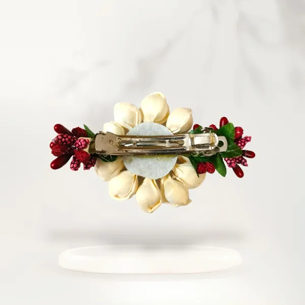 Maroon_Artificial_Metal_Floral_Mogra_Petal_Centerpiece_With_Pollens_Design_Hairpin_Claw_Clip_Hair_Accessories_For_Women_&_Girls_(14_X_8_X_1_Cm)