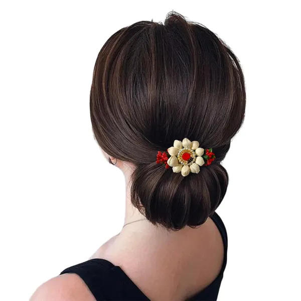 Red_Artificial_Metal_Floral_Mogra_Petal_Centerpiece_With_Pollens_Design_Hairpin_Claw_Clip_Hair_Accessories_For_Women_&_Girls_(14_X_8_X_1_Cm)