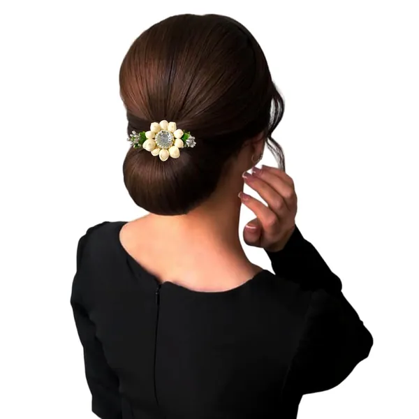 Silver_Artificial_Metal_Floral_Mogra_Petal_Centerpiece_With_Pollens_Design_Hairpin_Claw_Clip_Hair_Accessories_For_Women_&_Girls_(14_X_8_X_1_Cm)