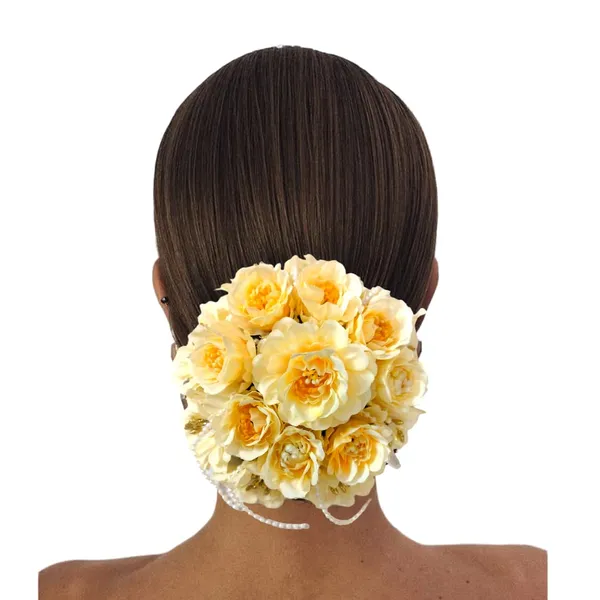 Yellow_Elegant_Rose_And_Pearl_Strings_Gajra_For_Women_&_Girls_(14_X_8_X_1_Cm)