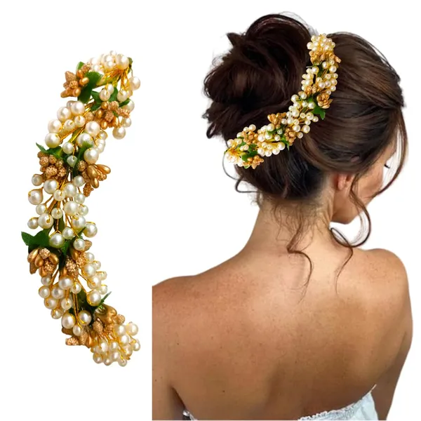 Golden_Pearl_And_Beads_With_Pollen_Design_Hair_Vein_For_Women_&_Girls_(14_X_8_X_1_Cm)