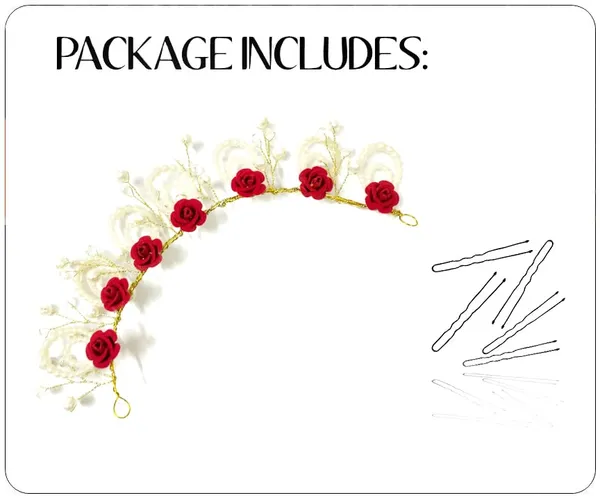 Red_Artificial_Floral_Design_Bridal_Hair_Accessories_For_Women_&_Girls