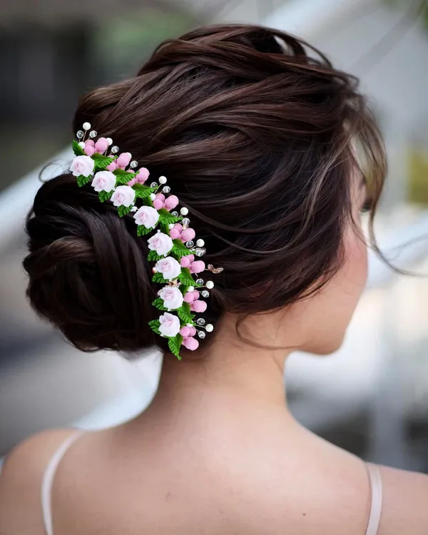Baby_Pink_Artificial_Floral_Design_Bridal_Hair_Accessories_For_Women_&_Girls