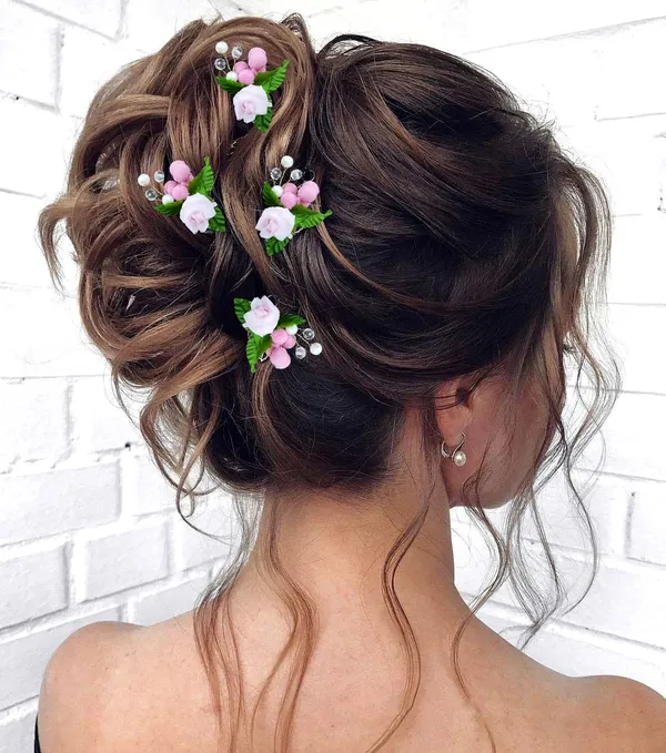 Baby_Pink_Artificial_Floral_Design_Bridal_Hair_Accessories_For_Women_&_Girls