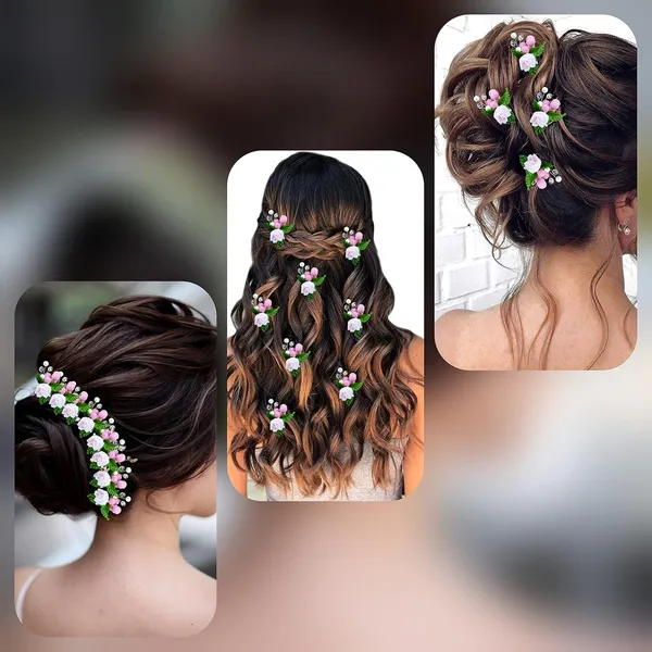 Baby_Pink_Artificial_Floral_Design_Bridal_Hair_Accessories_For_Women_&_Girls