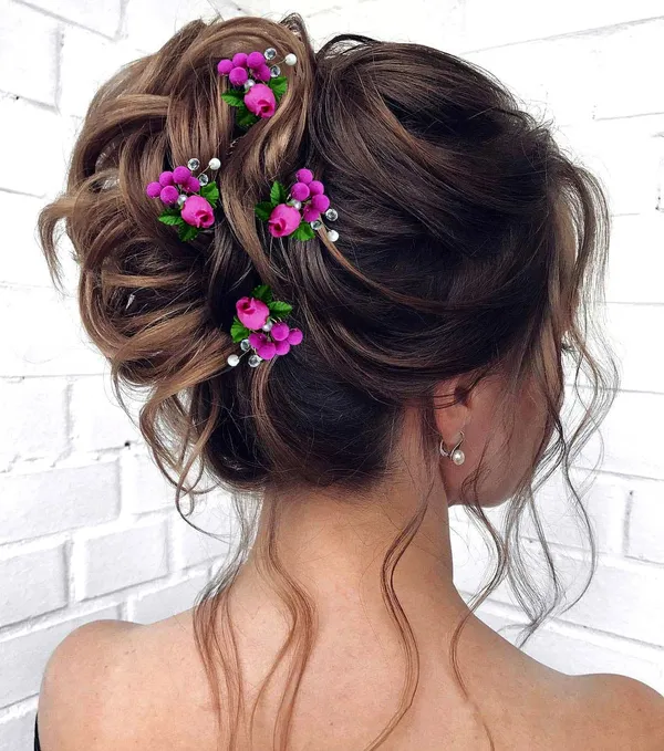 Dark_Pink_Artificial_Floral_Design_Bridal_Hair_Accessories_For_Women_&_Girls