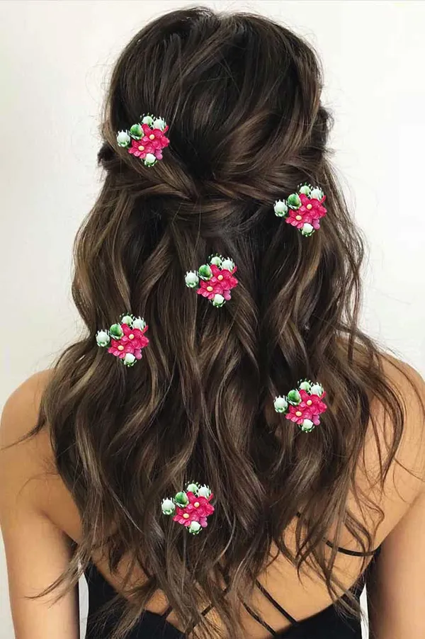 Red_Artificial_Floral_Design_Bridal_Hair_Accessories_For_Women_&_Girls