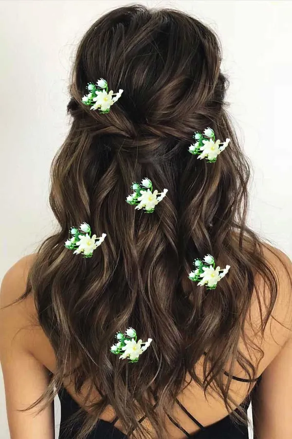 White_Artificial_Floral_Design_Bridal_Hair_Accessories_For_Women_&_Girls