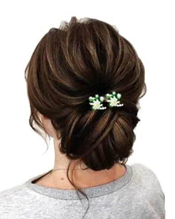 White_Artificial_Floral_Design_Bridal_Hair_Accessories_For_Women_&_Girls