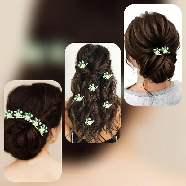 White_Artificial_Floral_Design_Bridal_Hair_Accessories_For_Women_&_Girls