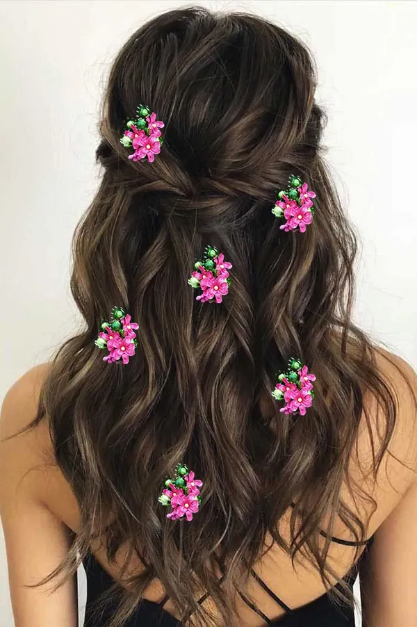 Dark_Pink_Artificial_Floral_Design_Bridal_Hair_Accessories_For_Women_&_Girls