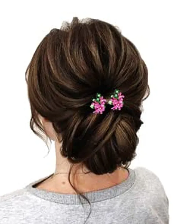 Dark_Pink_Artificial_Floral_Design_Bridal_Hair_Accessories_For_Women_&_Girls