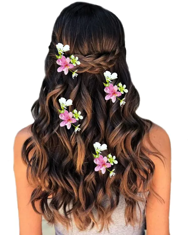 Baby_Pink_Artificial_Floral_Design_Bridal_Hair_Accessories_For_Women_&_Girls