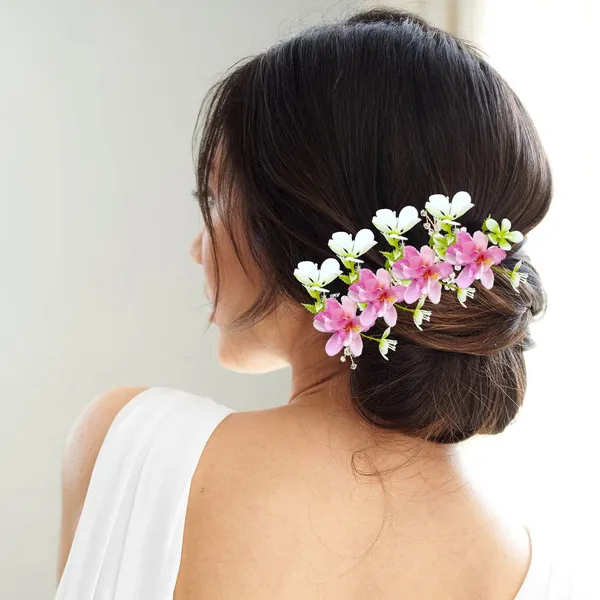 Baby_Pink_Artificial_Floral_Design_Bridal_Hair_Accessories_For_Women_&_Girls