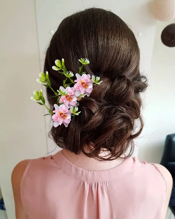 Peach_Artificial_Floral_Design_Bridal_Hair_Accessories_For_Women_&_Girls