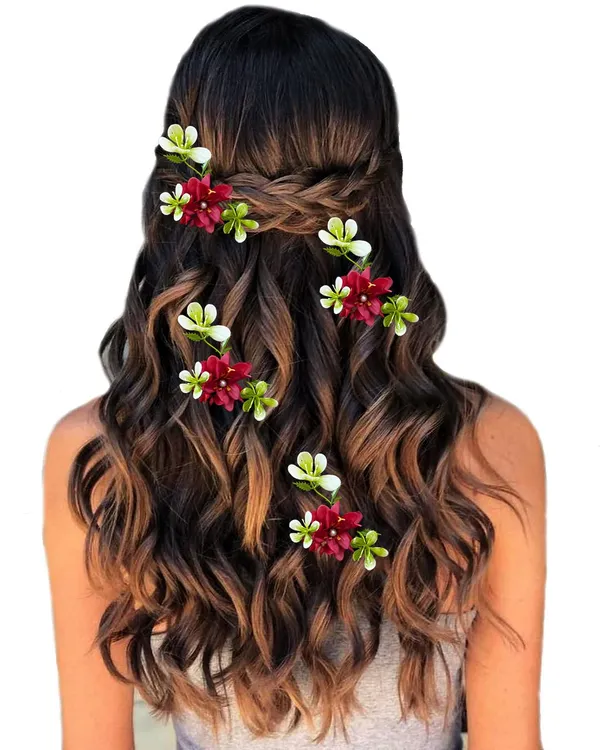 Red_Artificial_Floral_Design_Bridal_Hair_Accessories_For_Women_&_Girls