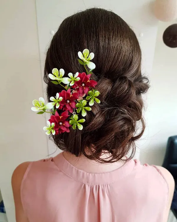 Red_Artificial_Floral_Design_Bridal_Hair_Accessories_For_Women_&_Girls