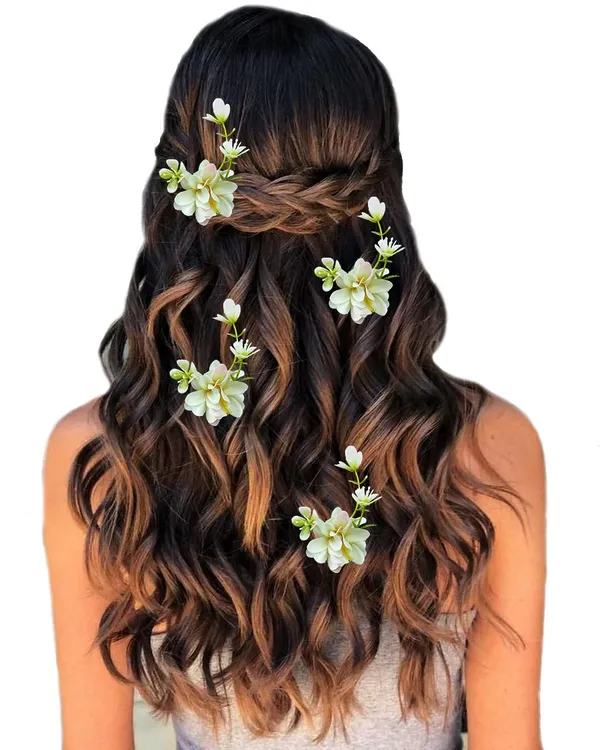 White_Artificial_Floral_Design_Bridal_Hair_Accessories_For_Women_&_Girls