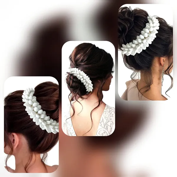 White_Artificial_Mogra_Flower_Gajra_Style_Hair_Accessories