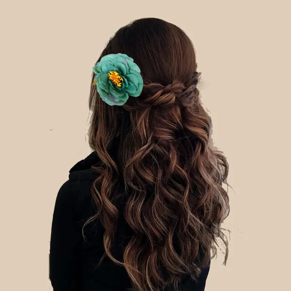 Blue_&_Green_Artificial_Rose_Hair_Pin_Accessories_For_Women_&_Girls_(14_X_8_X_1_Cm)